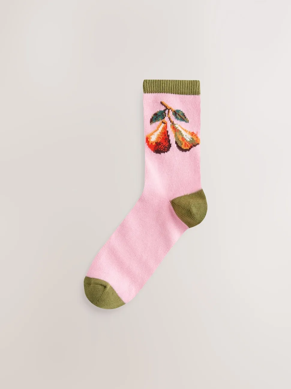 Pink Cherries Warm Handle Cotton Ankle Socks 2 Pack