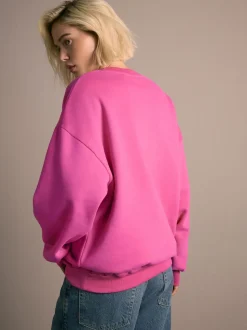 Pink Cotton Rich Fruit Art Graphic Longsleeve Crewneck Sweatshirt