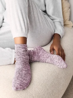 Pink Cotton Slub Slouchy Ankle Socks 3 Pack