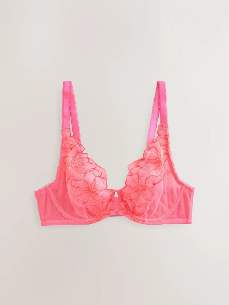 Pink DD+ Non Pad Plunge Premium Embroidery Bra