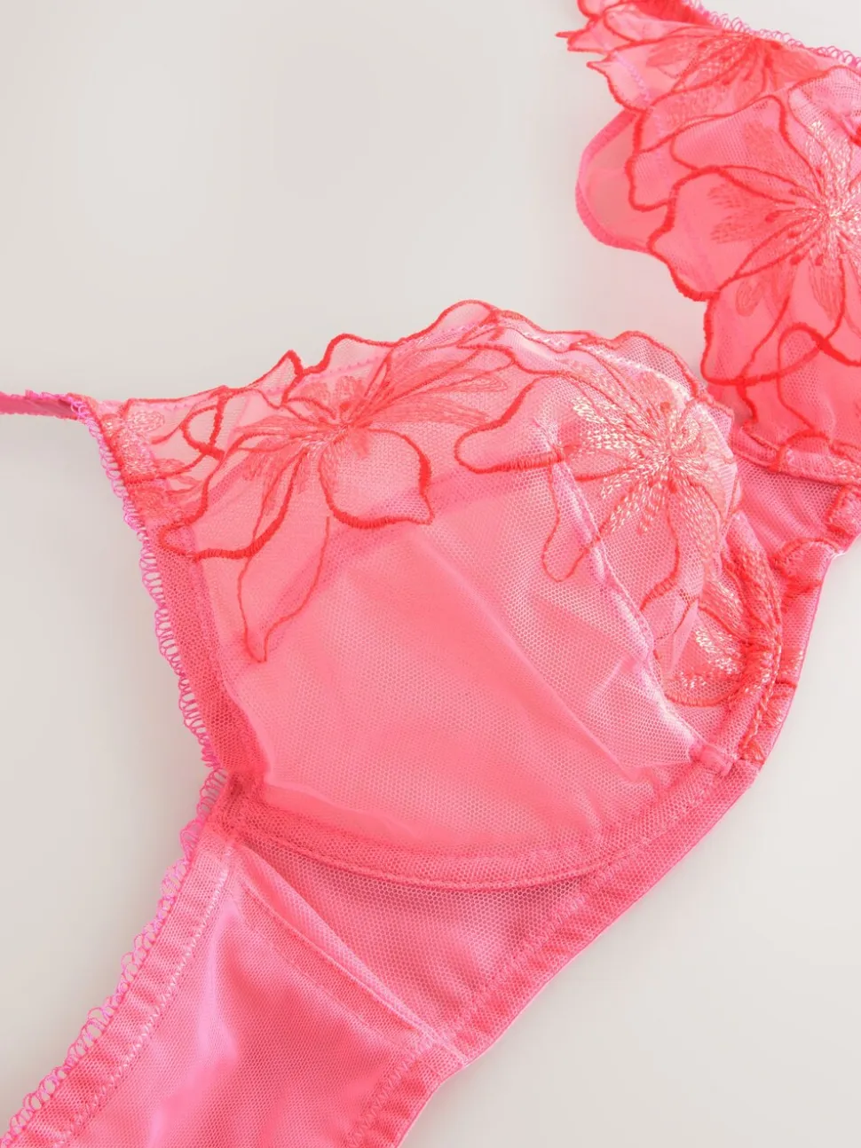 Pink DD+ Non Pad Plunge Premium Embroidery Bra