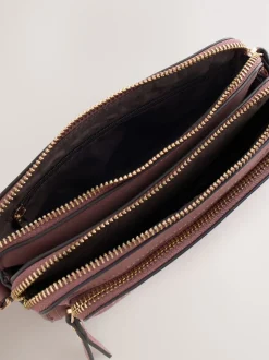 Pink Double Zip Cross-Body Faux Suede Bag