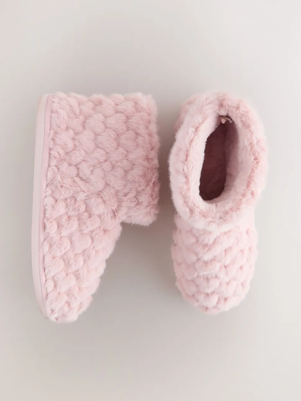 Pink Faux Fur Heart Slipper Boots