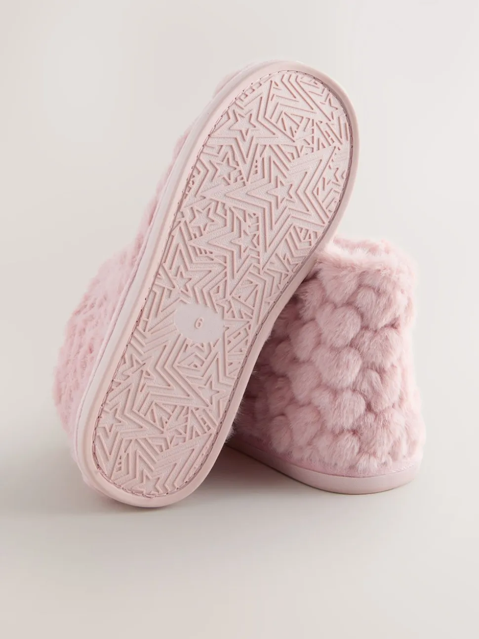 Pink Faux Fur Heart Slipper Boots