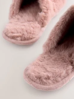 Pink Faux Fur Mule Slippers
