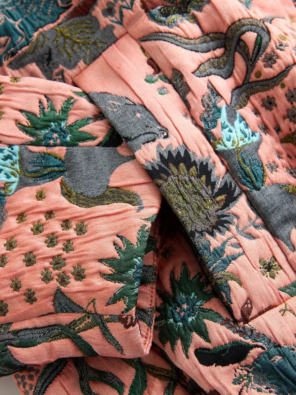 Pink Floral Jacquard Bomber Jacket