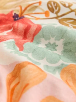 Pink Floral Patch Print Square Neck Wide Leg Jersey Jumpsuit