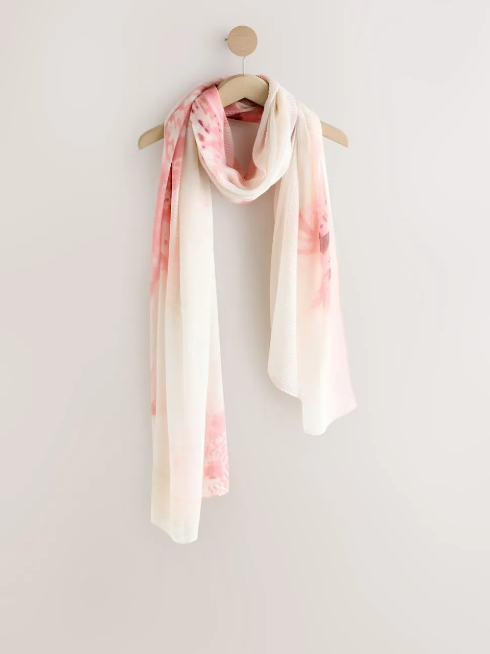 Pink Floral Print Plisse Lightweight Scarf