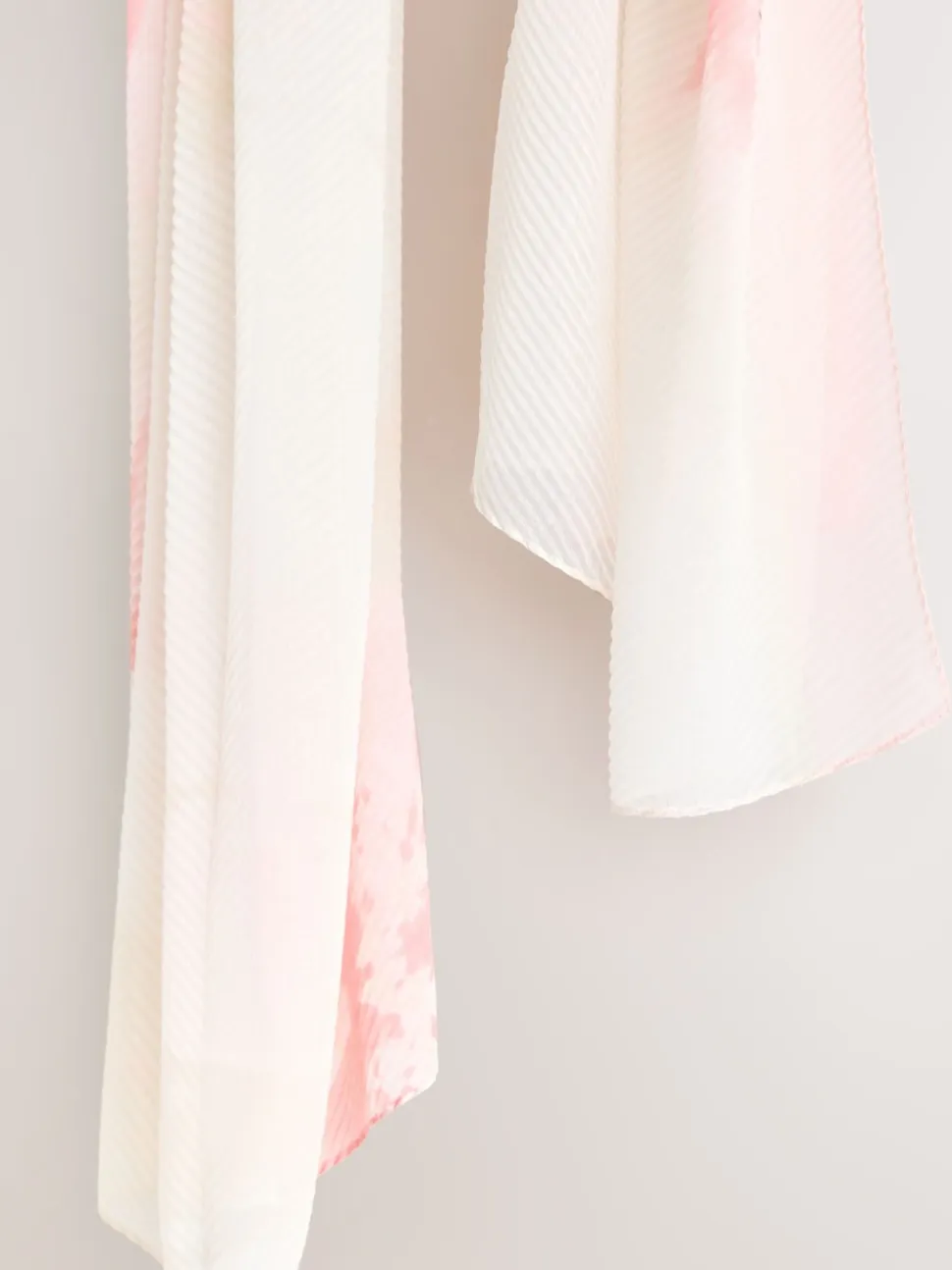 Pink Floral Print Plisse Lightweight Scarf