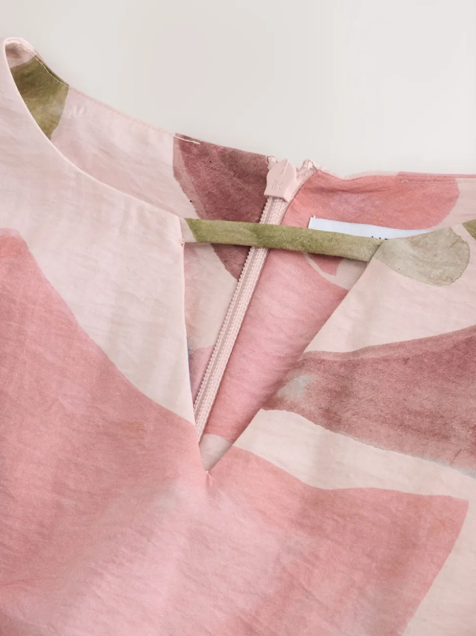Pink Floral Print V-Neck 3/4 Length Sleeve Maxi Kaftan Dress