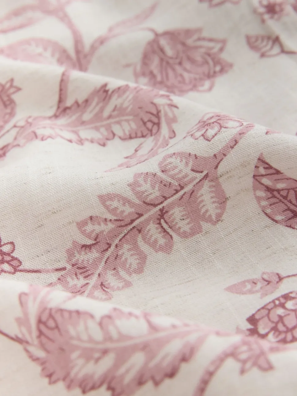 Pink Floral Viscose/Linen Blend Dressing Gown