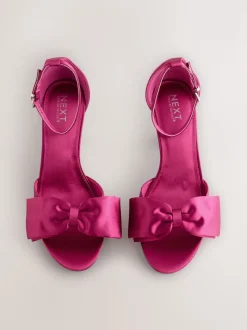 Pink Forever Comfort® Satin Bow Block Heeled Sandals