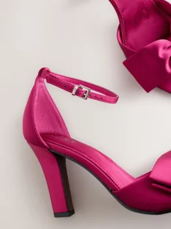 Pink Forever Comfort® Satin Bow Block Heeled Sandals