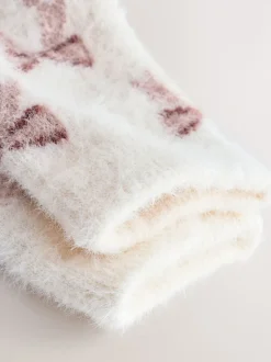 Pink Gingham/ Bows Superhairy Cosy Socks 2 Pack