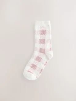 Pink Gingham/ Bows Superhairy Cosy Socks 2 Pack