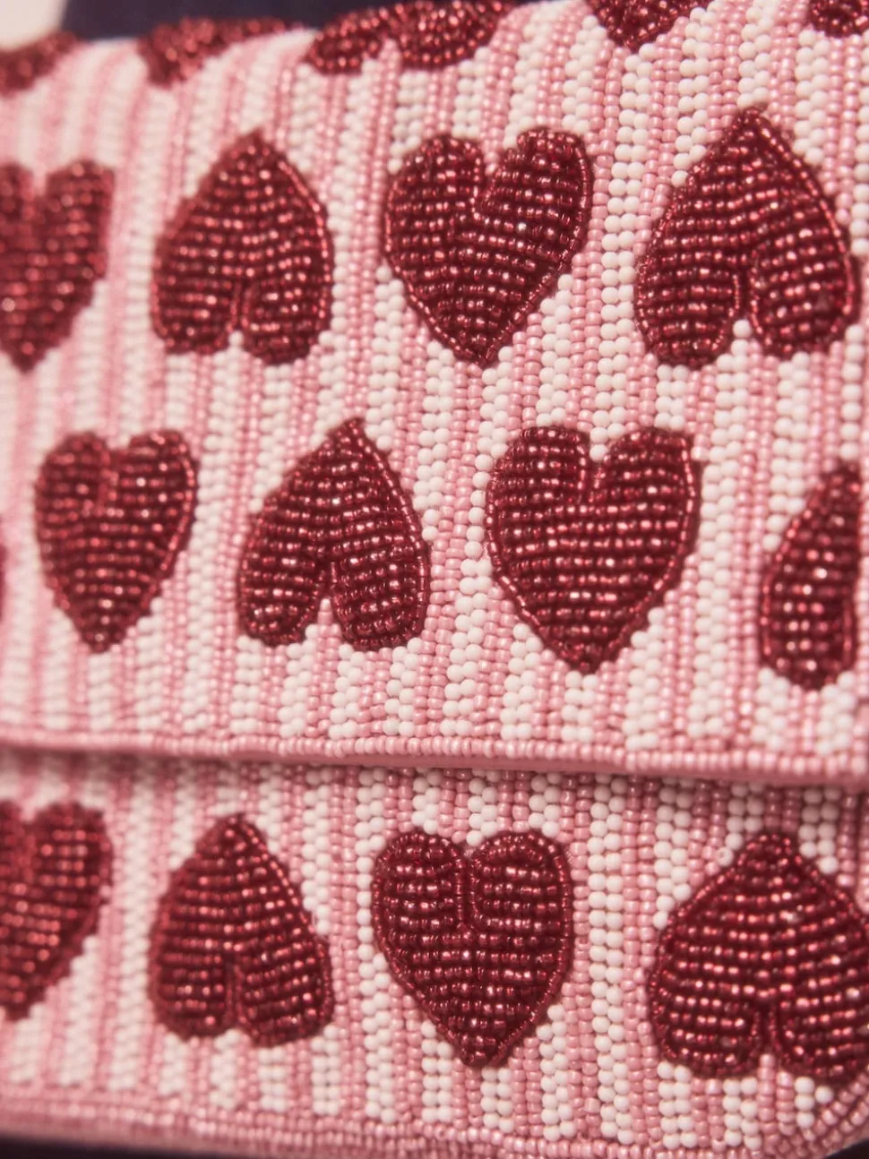 Pink Heart Beaded Shoulder Bag