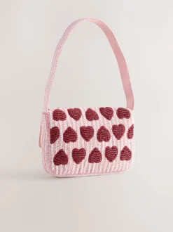 Pink Heart Beaded Shoulder Bag