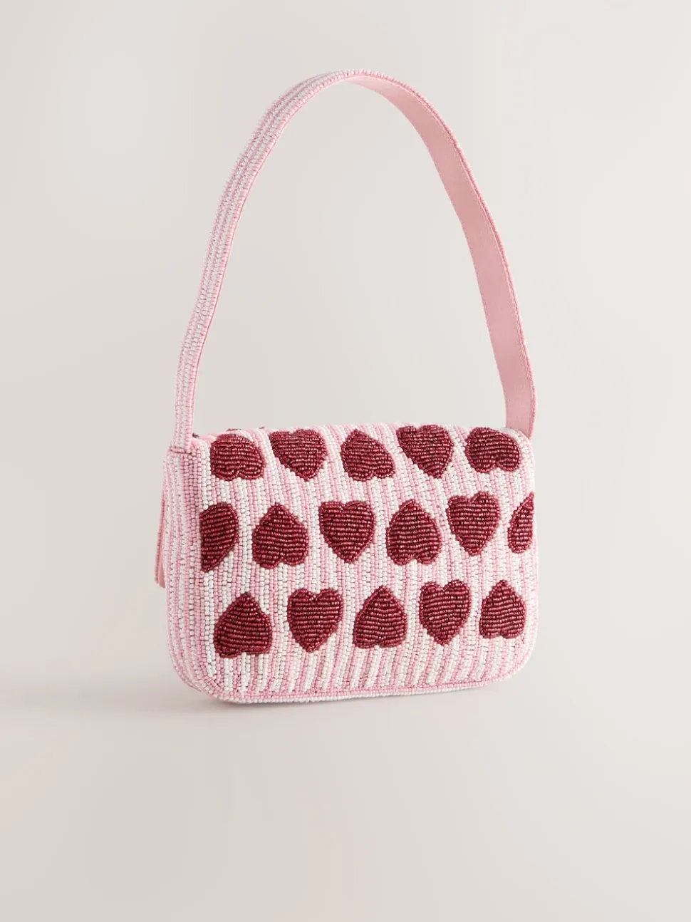 Pink Heart Beaded Shoulder Bag