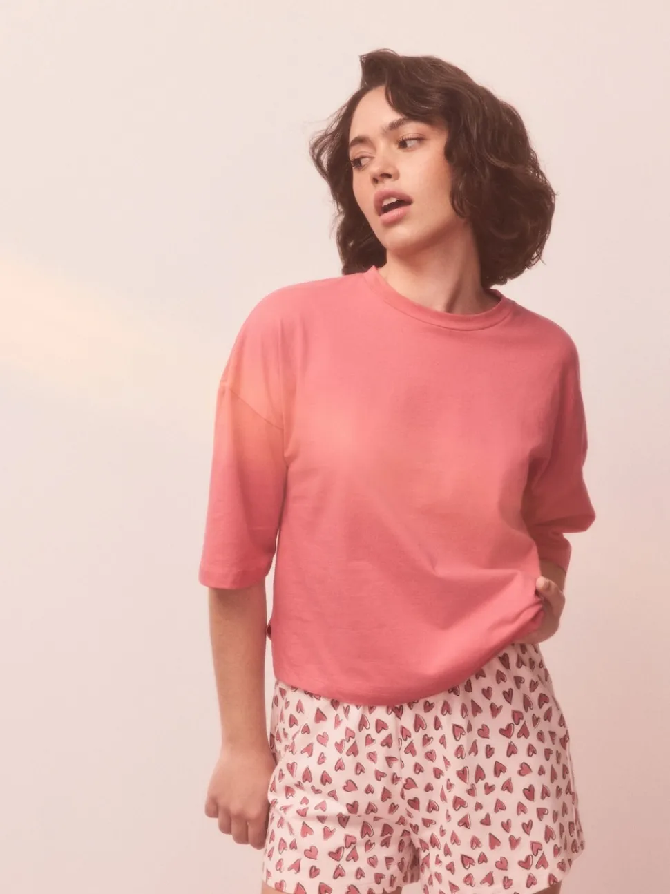 Pink Heart Cotton Short Set Pyjamas
