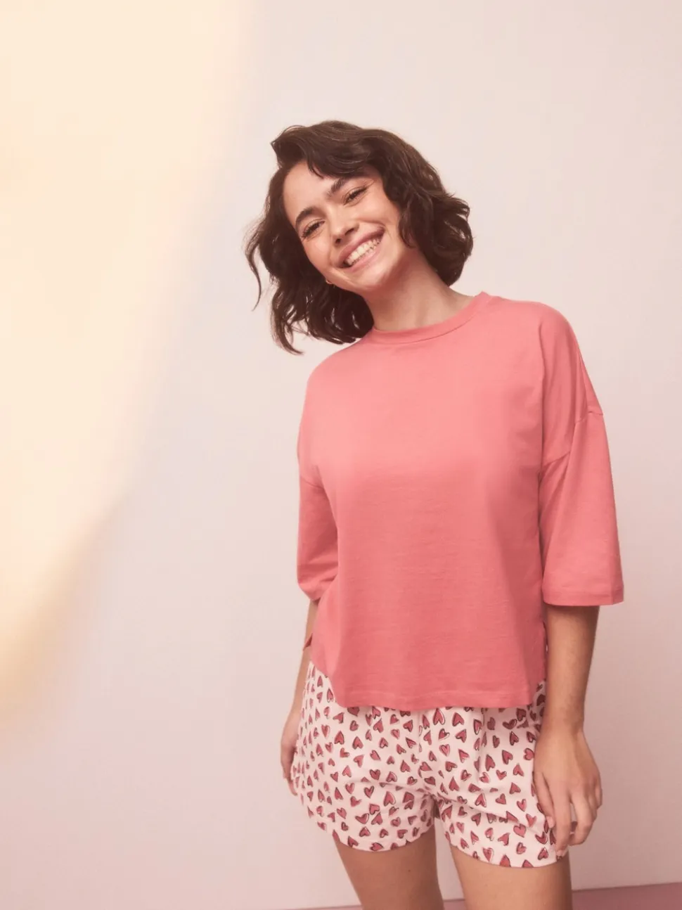 Pink Heart Cotton Short Set Pyjamas