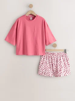 Pink Heart Cotton Short Set Pyjamas