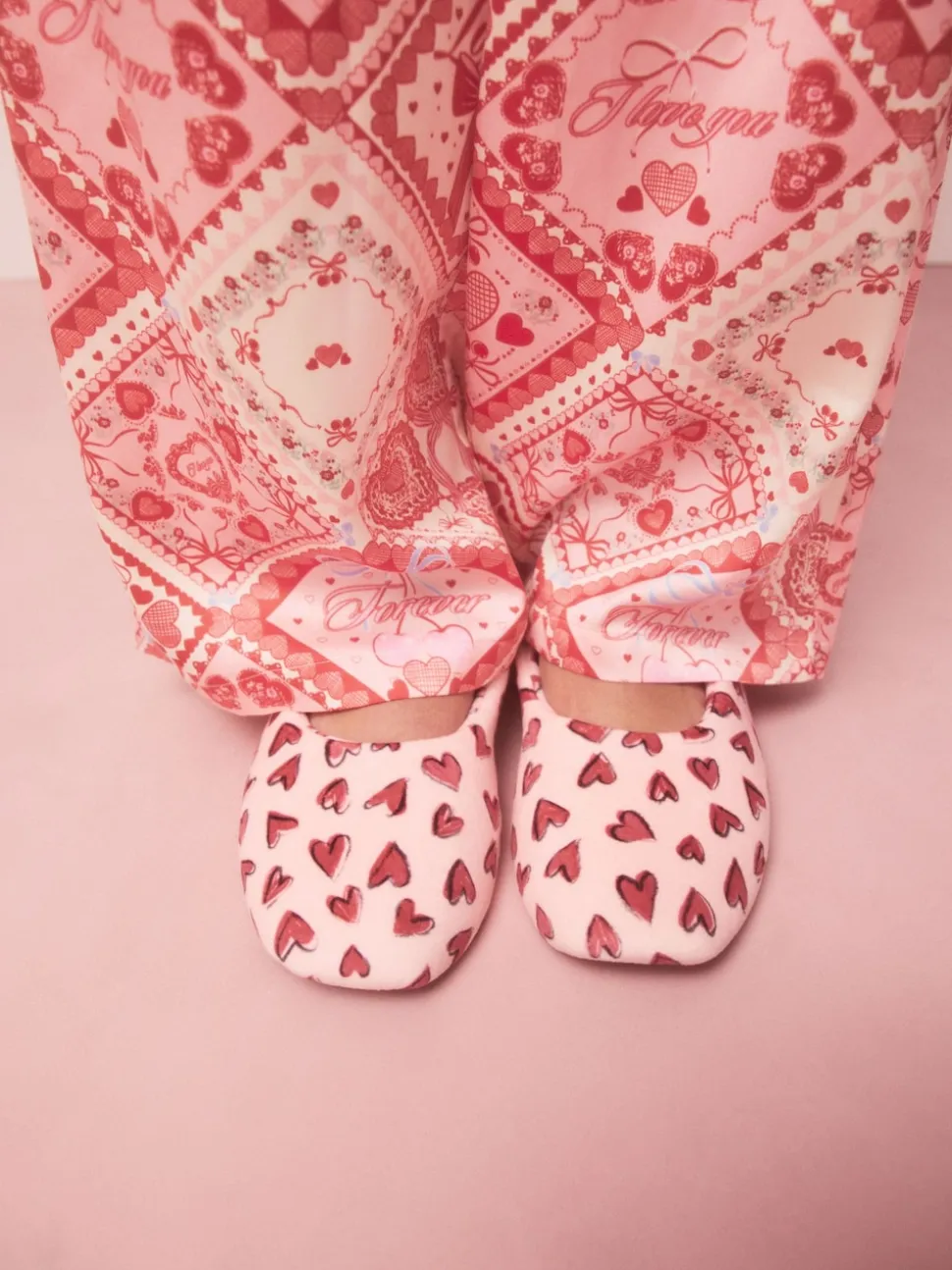 Pink Hearts Ballet Slippers