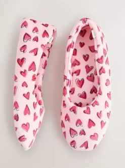 Pink Hearts Ballet Slippers