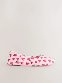 Pink Hearts Ballet Slippers
