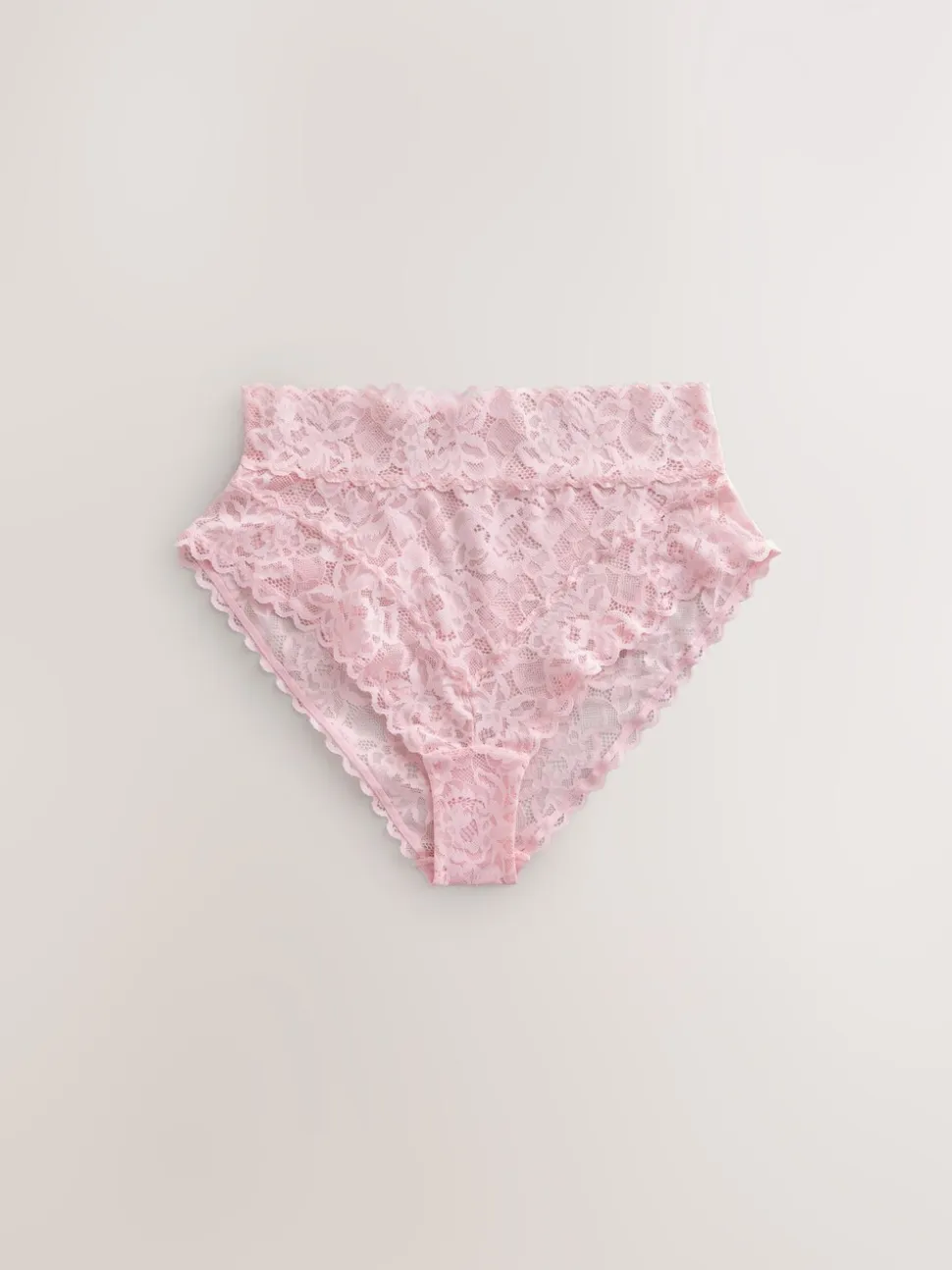 Pink High Waist High Leg All Over Lace Knickers 3 Pack