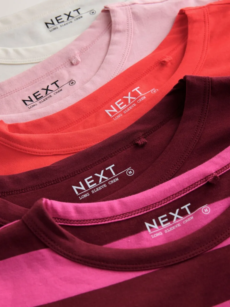 Pink Long Sleeve Crew Neck T-Shirts 5 Pack