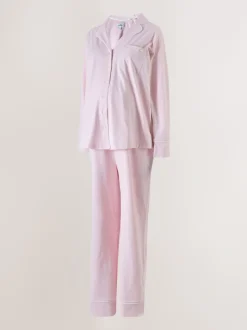 Pink Maternity Jersey Button Through Pyjamas