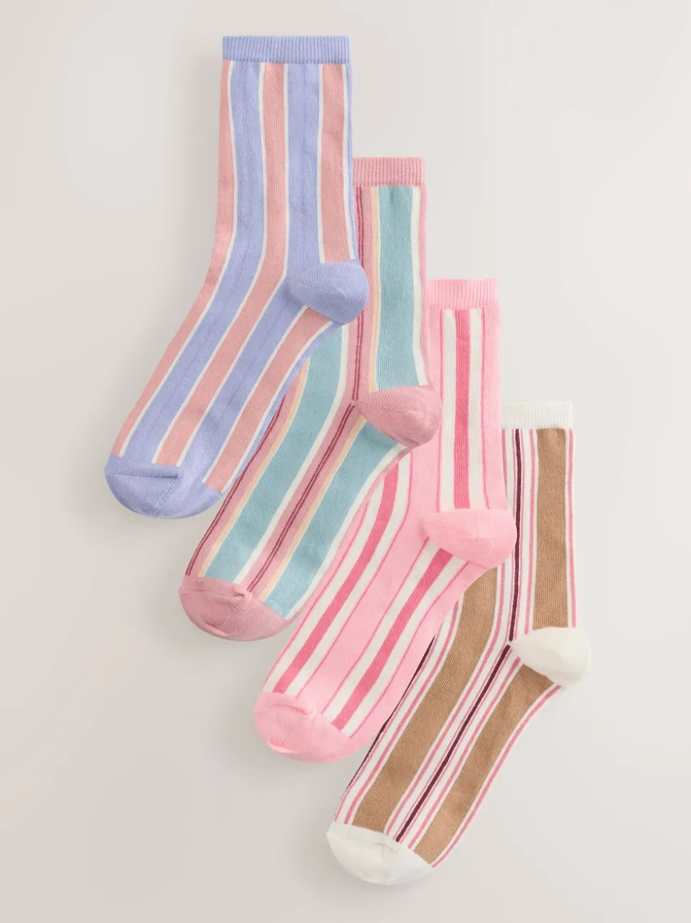 Pink Multi Stripe Ankle Socks 4 Pack