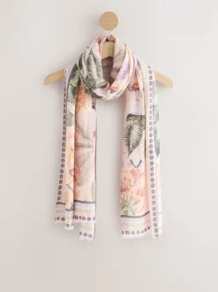Pink Palm Floral Kew Collection Lightweight Scarf