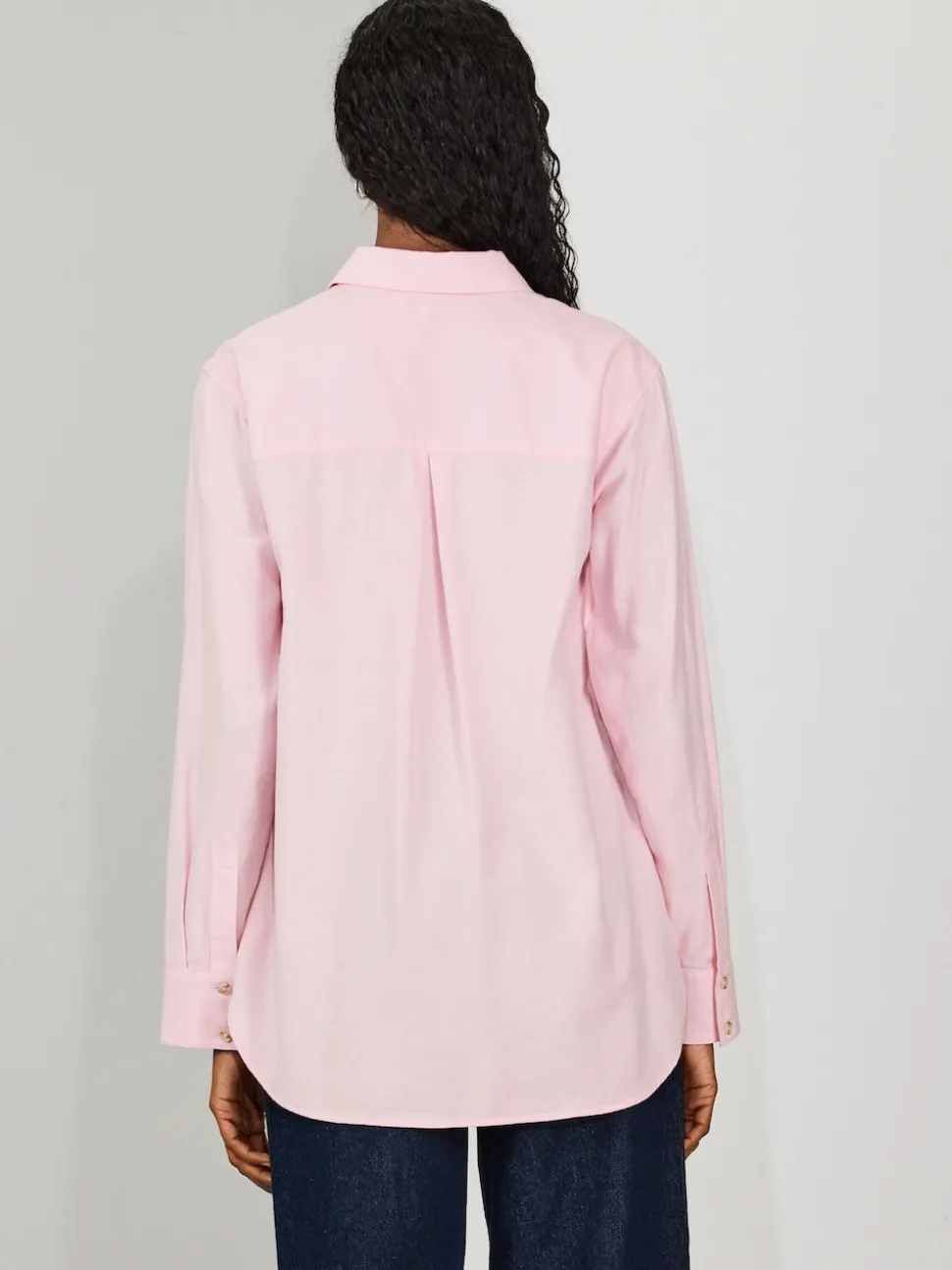 Pink Relaxed 100% Cotton Button Down Casual Long Sleeve Shirt