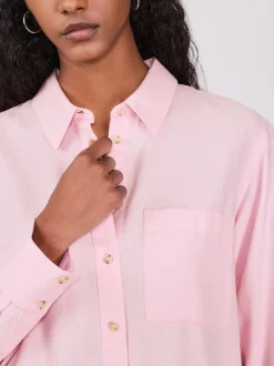 Pink Relaxed 100% Cotton Button Down Casual Long Sleeve Shirt