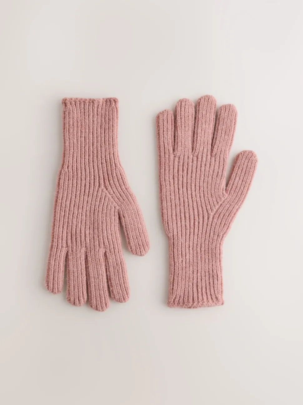Pink Rib Knit Gloves