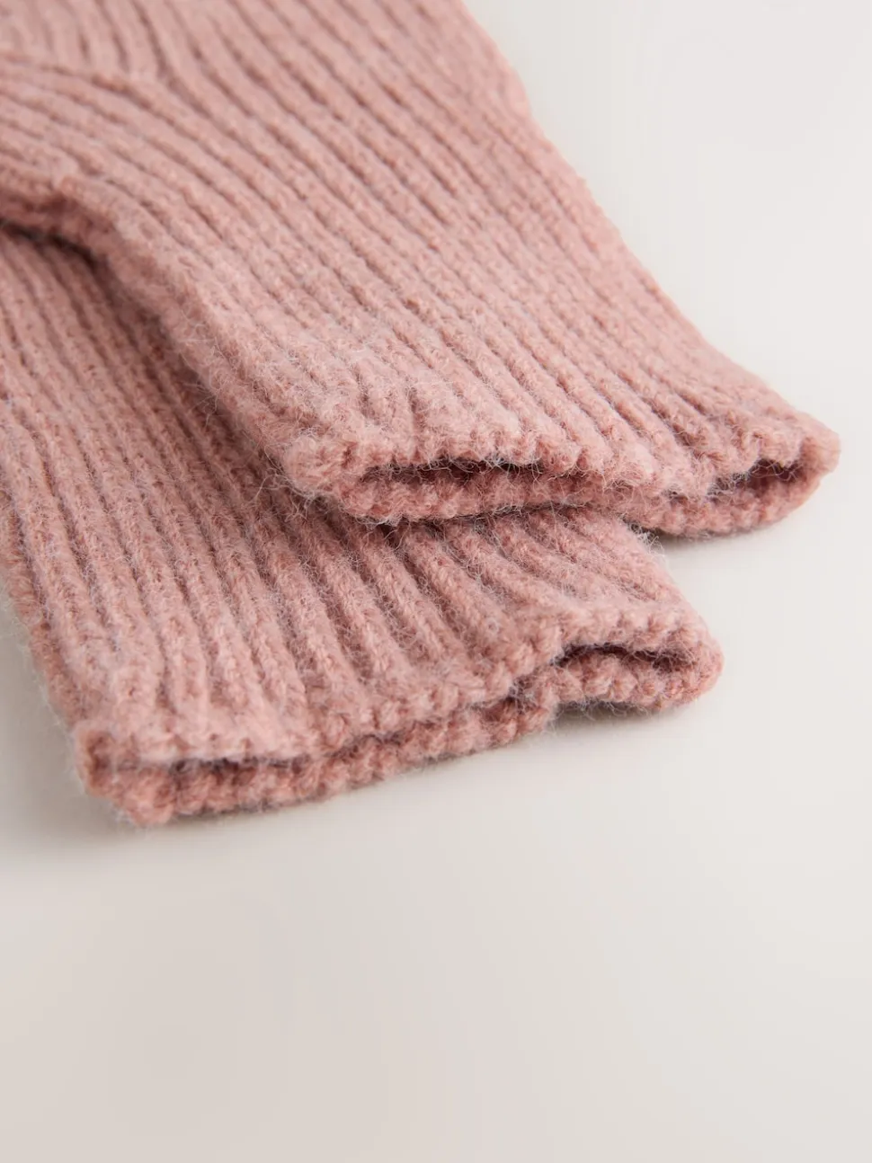 Pink Rib Knit Gloves