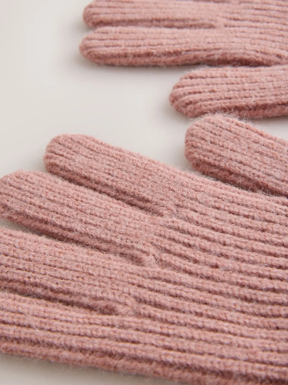Pink Rib Knit Gloves