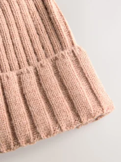 Pink Rib Knit Pom Hat