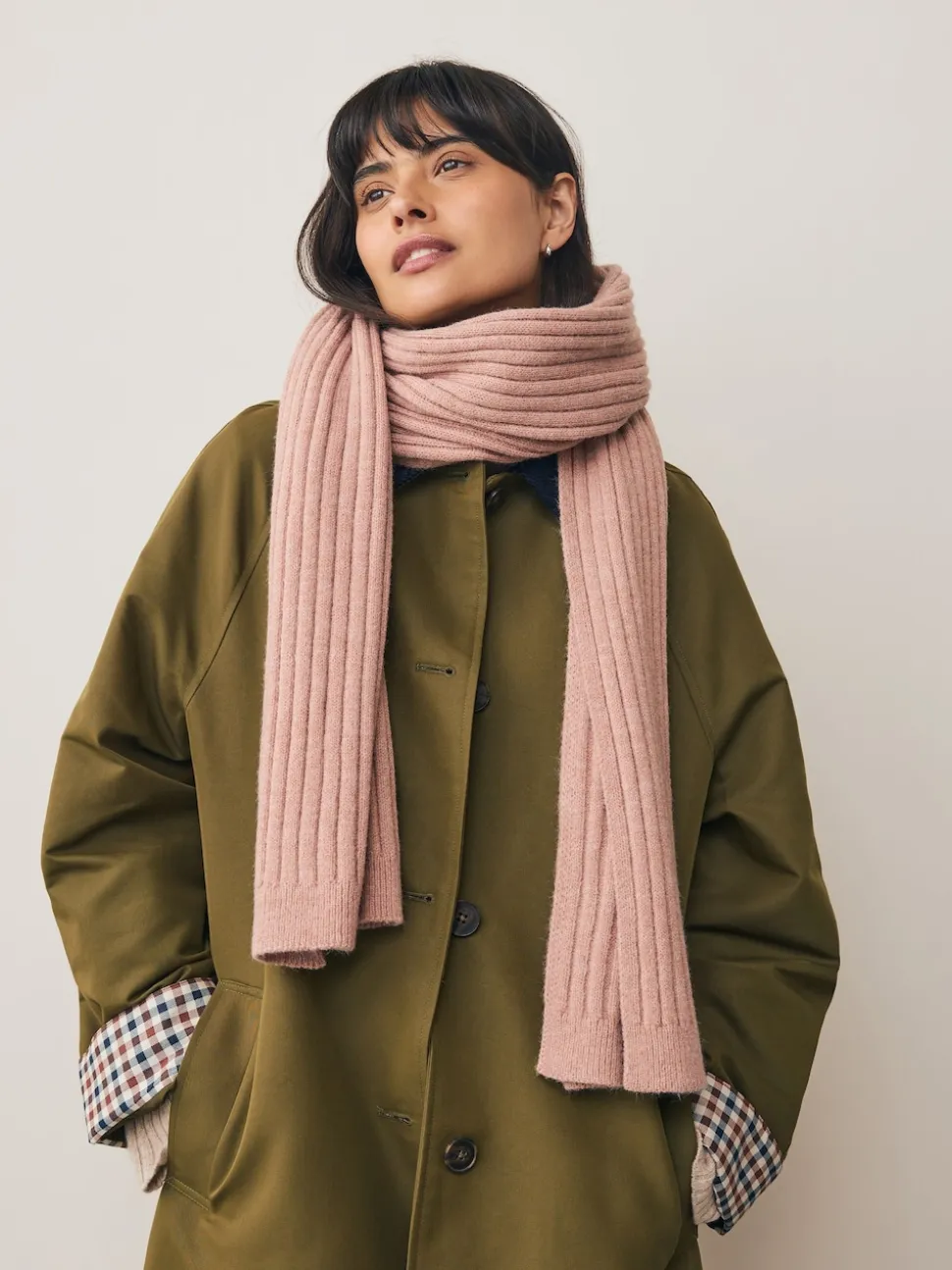 Pink Ribbed Knit Scarf