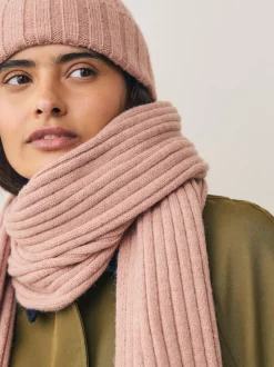 Pink Ribbed Knit Scarf