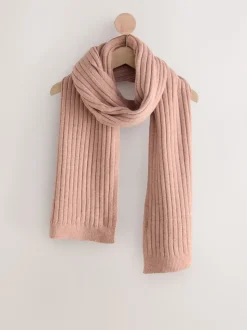 Pink Ribbed Knit Scarf