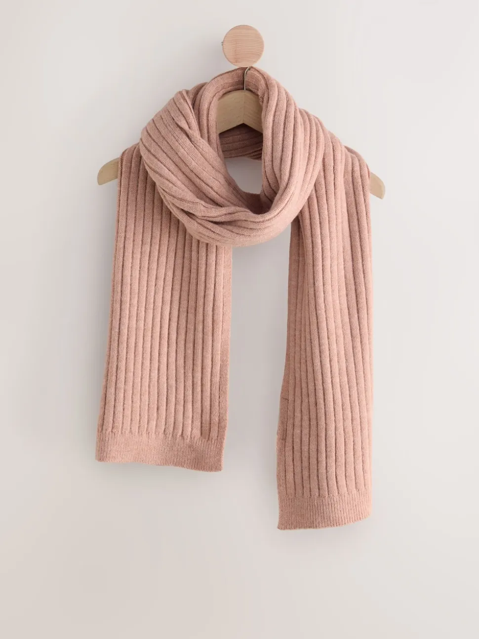 Pink Ribbed Knit Scarf