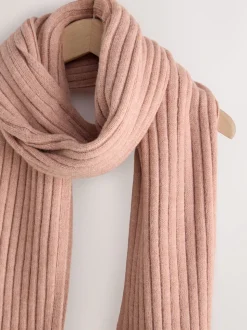 Pink Ribbed Knit Scarf