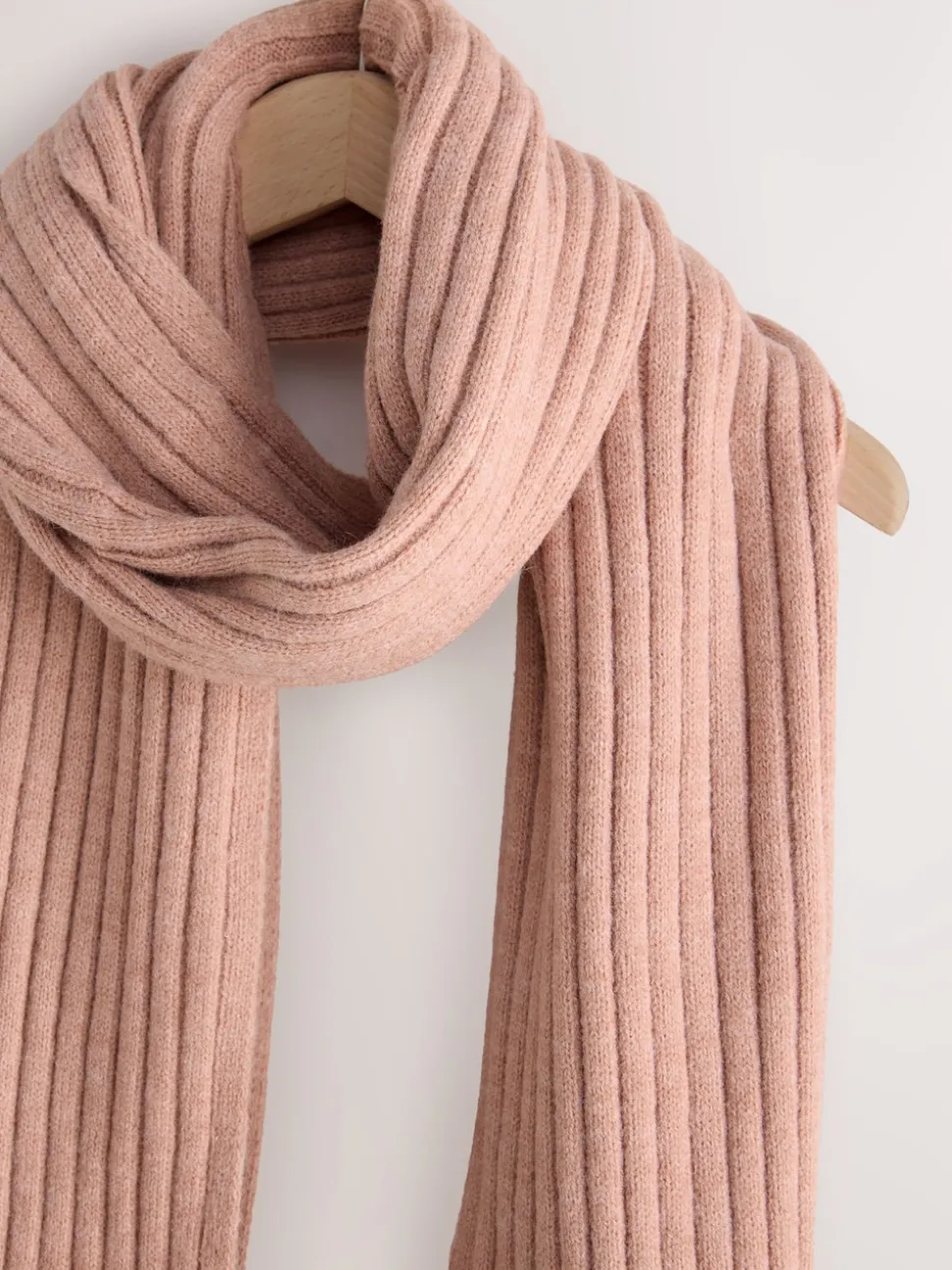 Pink Ribbed Knit Scarf