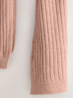 Pink Ribbed Knit Scarf