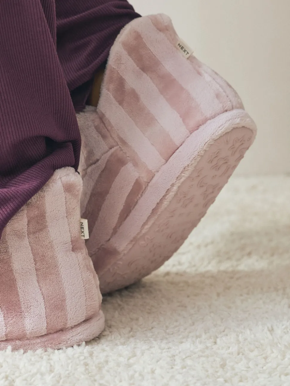 Pink Stripe Boot Slippers
