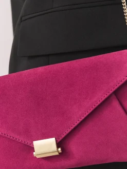 Pink Suede Clutch Bag