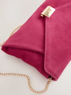 Pink Suede Clutch Bag