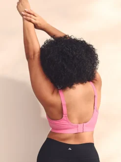 Pink Ultimate Support Non Pad Minimising Wired Dry Tech High Impact Sports Bra